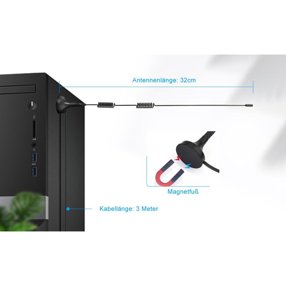 Antenă radio DAB FM cu bază magnetică Cablu prelungitor 3M compatibil cu radio digital Pioneer Yamaha Marantz Sherwood Bluetooth etc.. Receptor