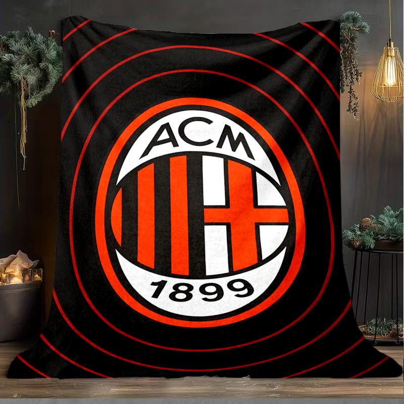 1PZ Coperta Morbida in Flanella Stampata Ac Milan per Camera da Letto Adulti Soggiorno Divano Campeggio Viaggio Regali per Fan Regali di Natale