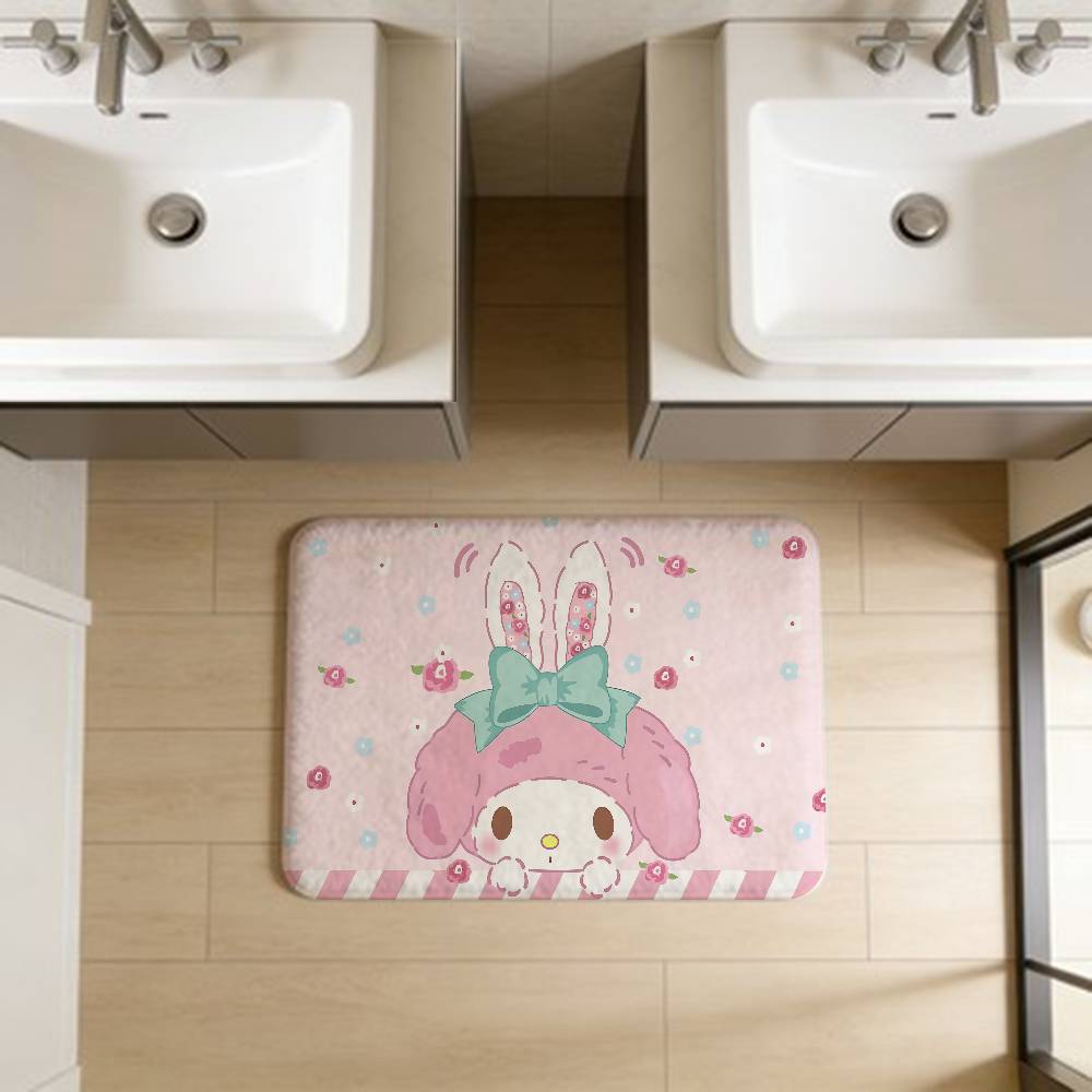 Cute M-my Melody Bathroom Mat Anti-slip Absorb Water Long Strip Cushion Bedroon Mat Welcome Doormat