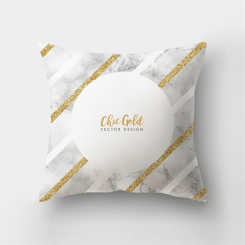 45x45cm Abstract Geometric Print Cushion Cover Marble Pillow Cover Polyester Short Plush Patchwork Sofa Home Decor Cushion Cover