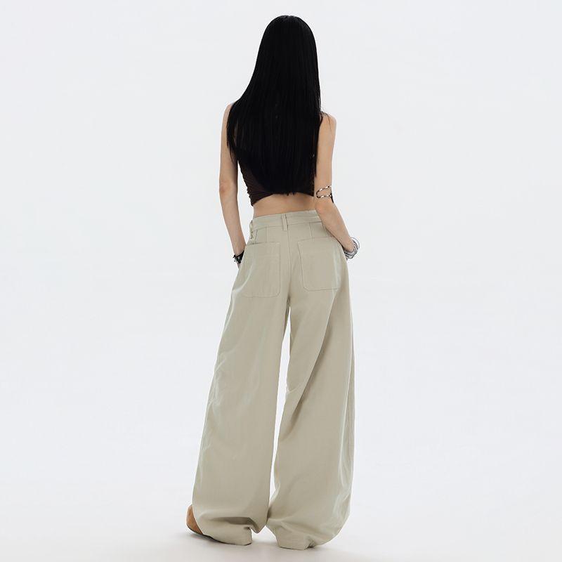 Spring and Summer New Martin Casual Pants Scimitar Jeans Women's High Waist Loose and Thin Straight Mopping Pants