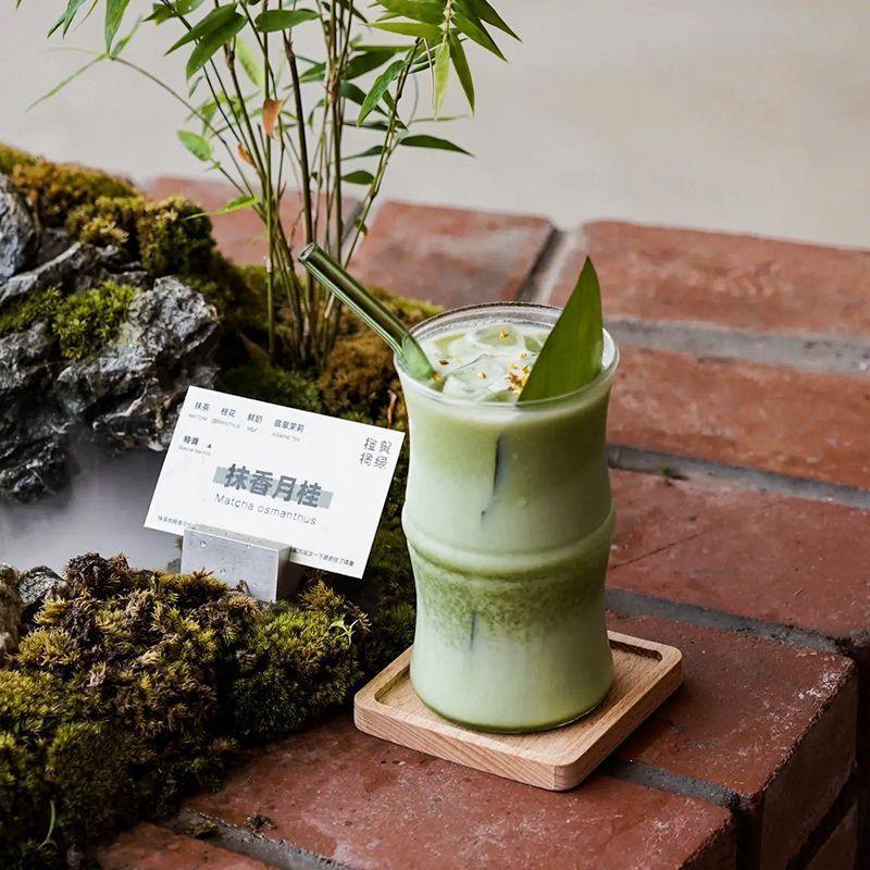 Bamboo Shaped Glass Cup Coffee Mugs Bamboo Joint Beer, Iced Coffee Glasses, Soda Drinking Glasses 420ML 401-500ml
