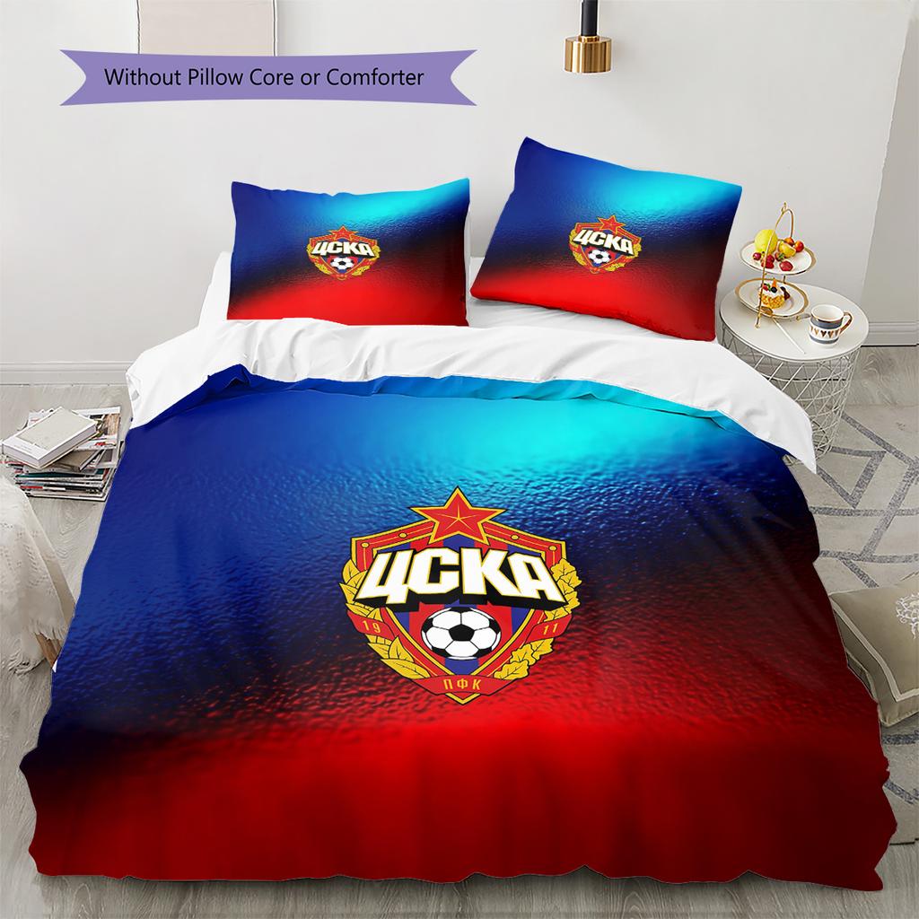CSKA Moscow Football Club Pattern Bedding Quilt Set Home Decoration Gift (1 * duvet cover + 2 * pillowcase without core)