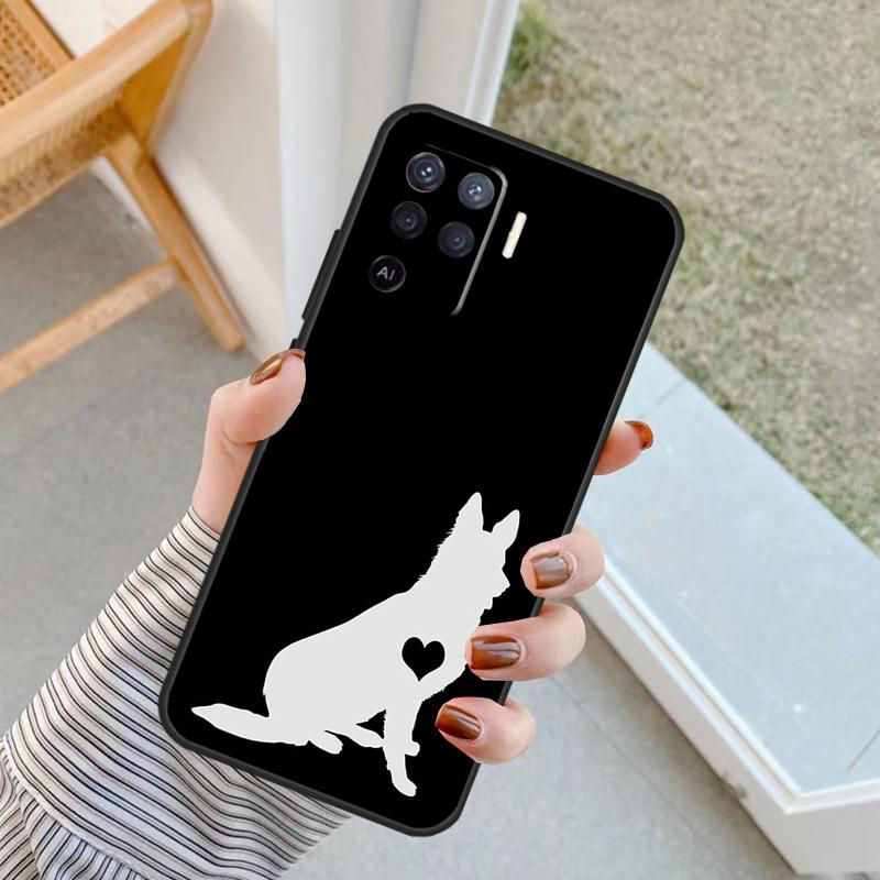 Cartoon German Shepherd Dog Case For Oppo A18 A78 A98 A38 A58 A60 A80 A40 A96 A76 A16 A94 A74 A54 A15 A17 A57 A77 A5 Pro