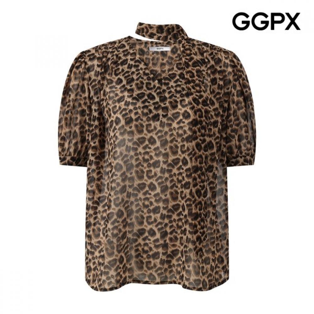 Ggpx New York Leopard Silhouette Tie Blouse Gq5sh041f Ivory/F