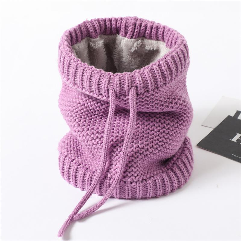 Unisex Autumn Winter  Knitted Ring Neck Cover Scarf Children Thickened Fleecing Drawstring Neckerchief Women Men Decoration