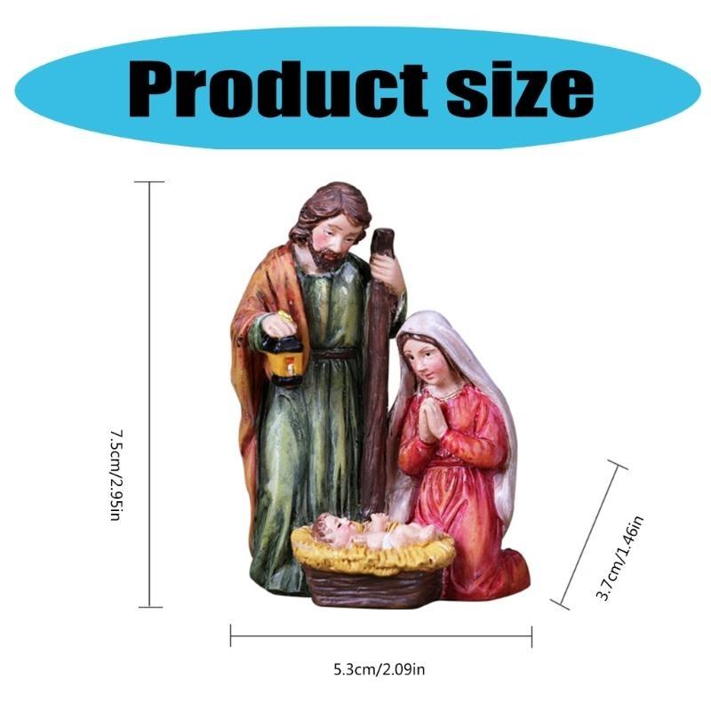 Presepe Famiglia Santa Statuine Statua Ornamento per Natale Decorazione da Tavolo Interna e Regalo Religioso