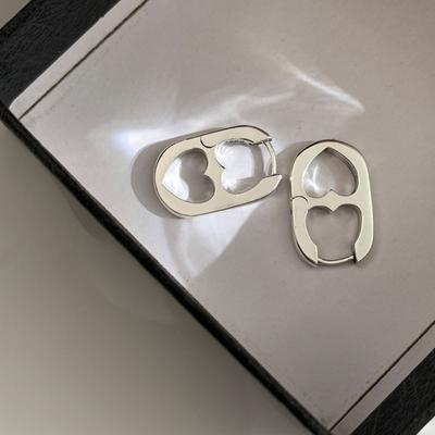 Orecchini a doppio cuore cavo color argento per donna fibbia per orecchio design in stile coreano 2022 accessori per gioielli di moda coreani