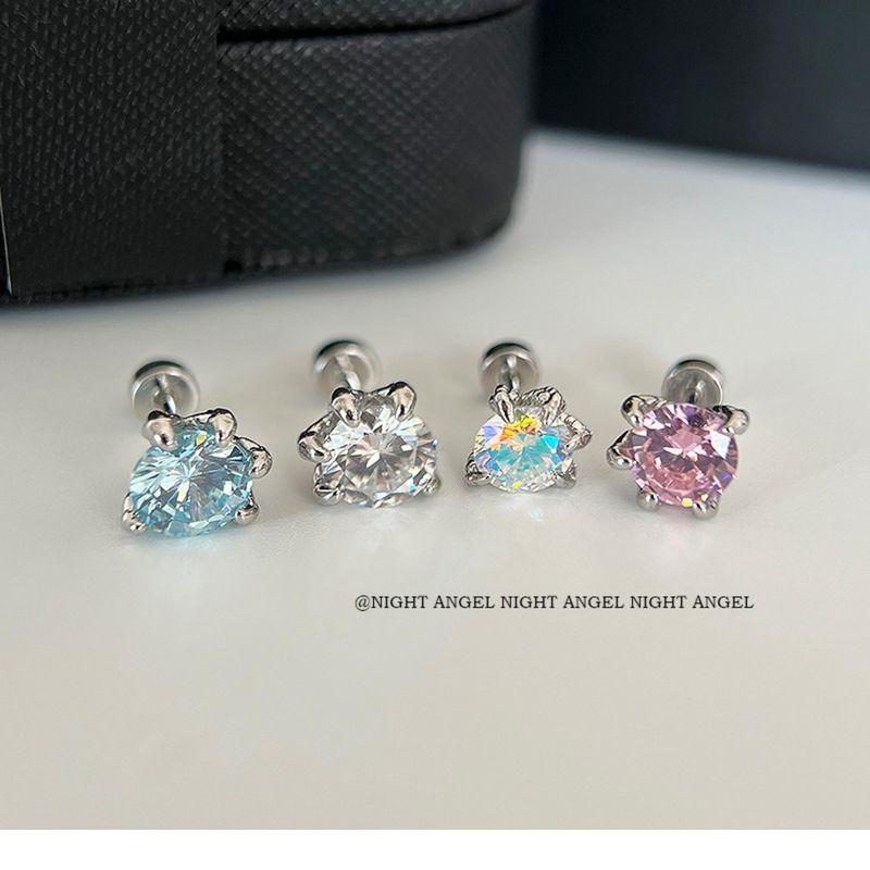 

Блестящие серьги-пусеты Коготь дракона , циркониевые пусеты для козелка, уникальные серьги-пусеты в виде чешуи дракона с пятью когтями, из титановой стали, плоские, серьги-пины для козелка White + Pink [each one]]