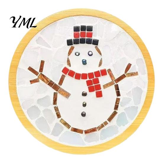 Family Fun Crafting for Christmas Mosaic Coaster DIY Kit, Festive Art Santa Wreath Creative Table Decorations Snowman Pattern, Tile Craft Kit Adults,