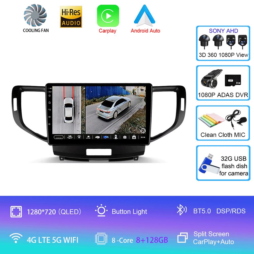 Autoradio Android 14 Carplay Auto DSP 2K Bildschirm Multimedia-Player Für Honda Accord 8 2008-2012 Autoradio Stereo 2din Head Unit