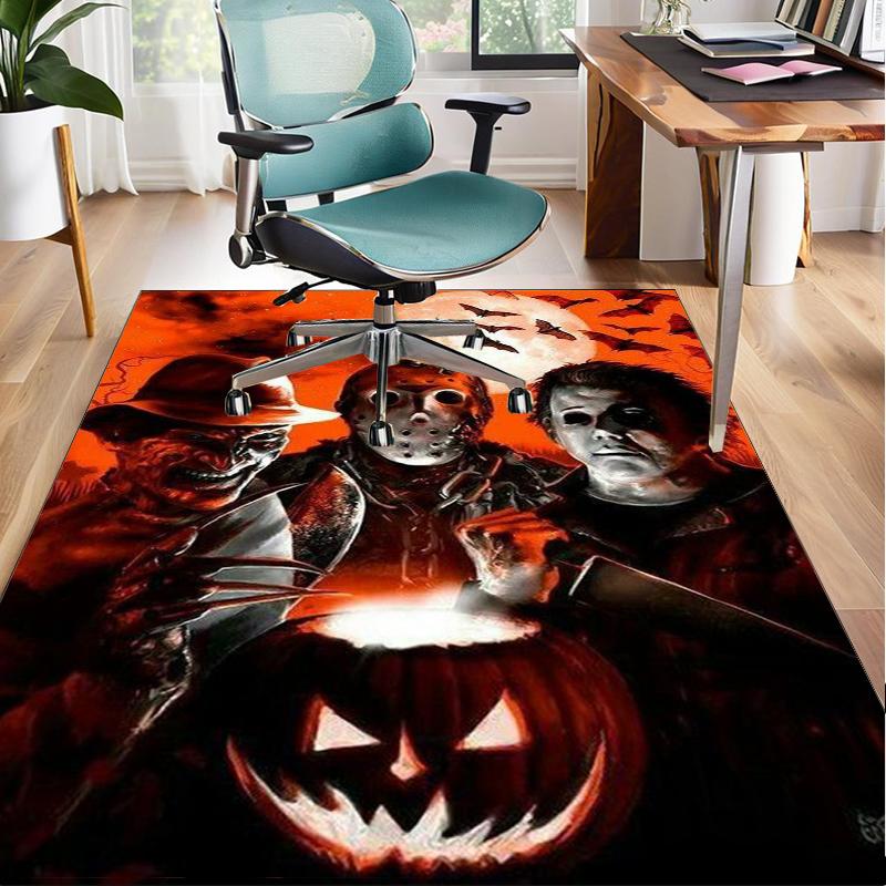 Horror Movie Icons Office Rug Chair Mat, Game Carpet, Suitable for Front Door, Bedroom, Living Room, Desk, Holiday Gift
