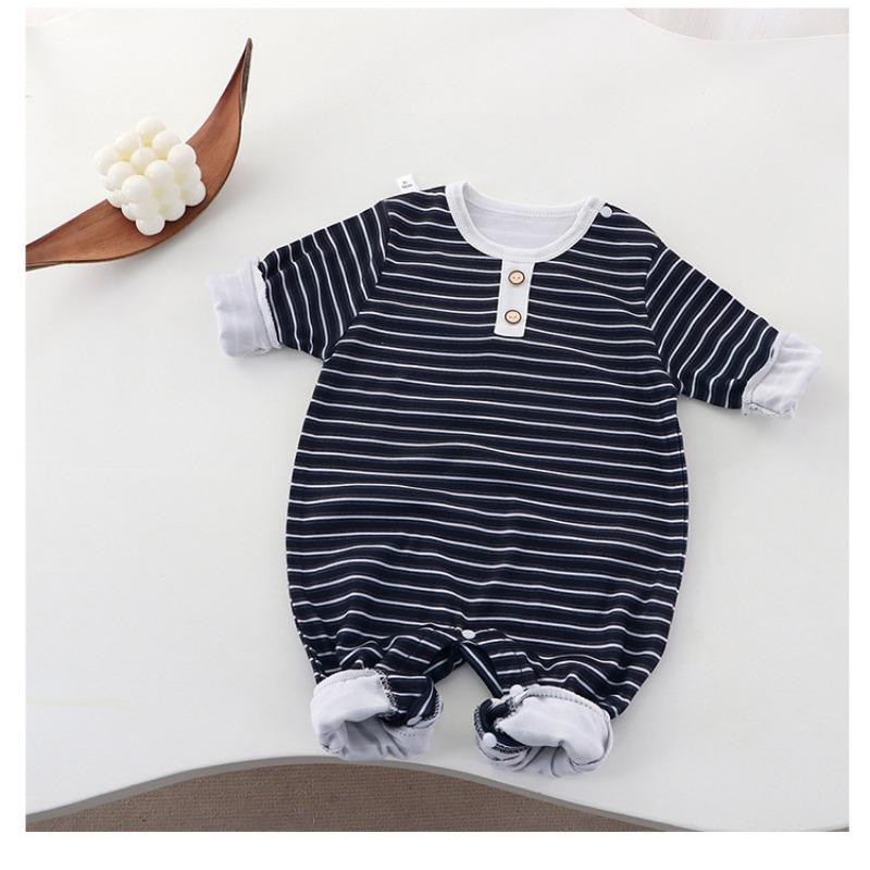 Baby Boy Long Sleeve Striped Romper Newborn Spring Autumn Outfit