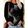 Two Cute Cat Patterns Graphic 3d Print T-Shirt Women's Long Sleeve T-shirt Women Clothing Top Fashion Casual Oversized Tops Tees
