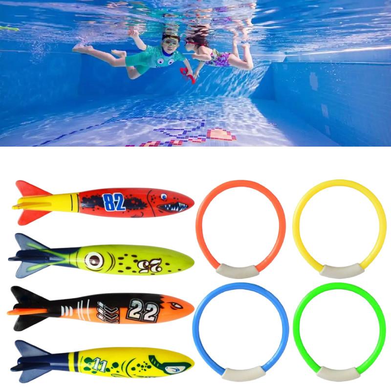 Rings Torpedoes Floating Swimming Pool Toys Dive Sticks Kids Game Gift Prop