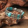 Bangle Women Bangle Adjustable Chain Length Bracelet Feather Pendant Turquoise