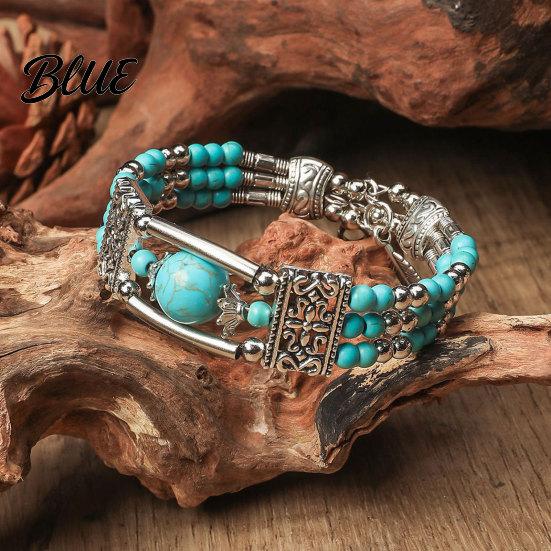Bangle Women Bangle Adjustable Chain Length Bracelet Feather Pendant Turquoise