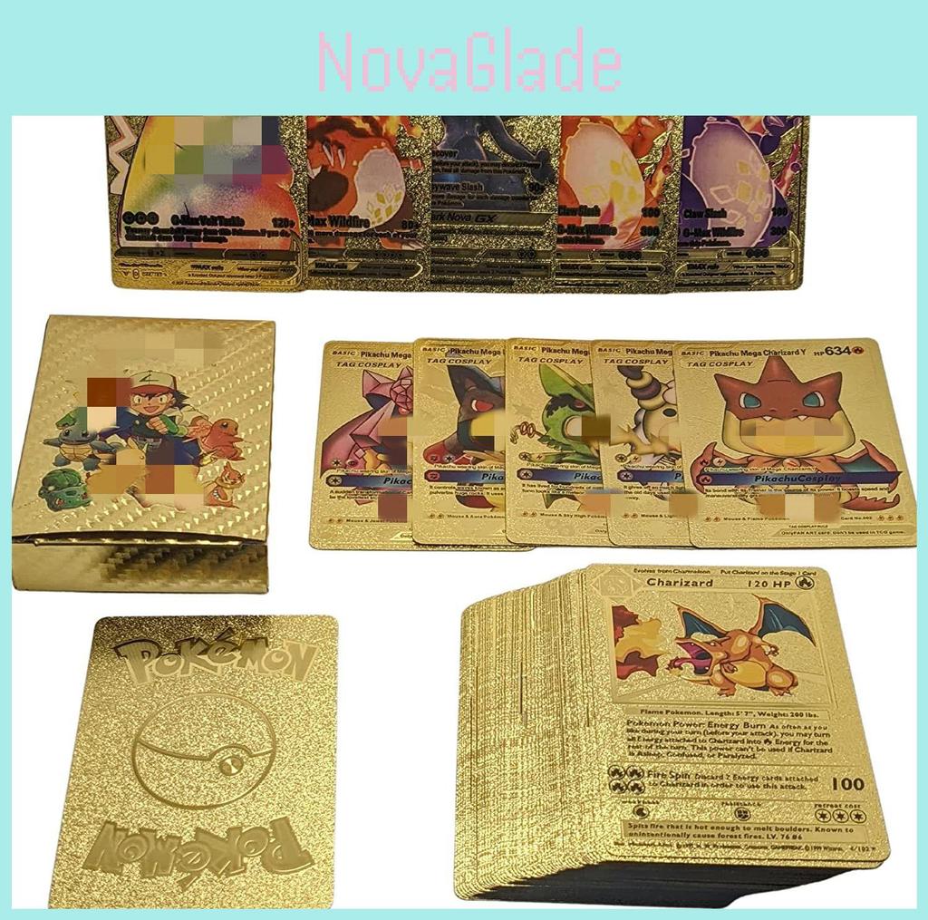 Shiny Gold Foil Pokemon Card Set 55pcs English Unique And Handmade