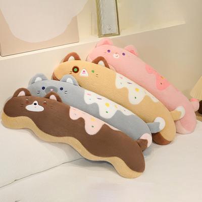 Cream Cat Plush Pillow Ergonomic Body Pillow for Side Sleeping & Cuddling 80/100cm Soft Stuffed Animal for Bed And Sofa