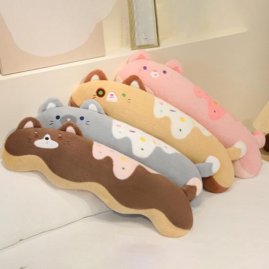 Cremefarbene Katze Plüschkissen Ergonomisches Körperkissen für Seitenschlafen & Kuscheln 80/100cm Weiches Stofftier für Bett und Sofa