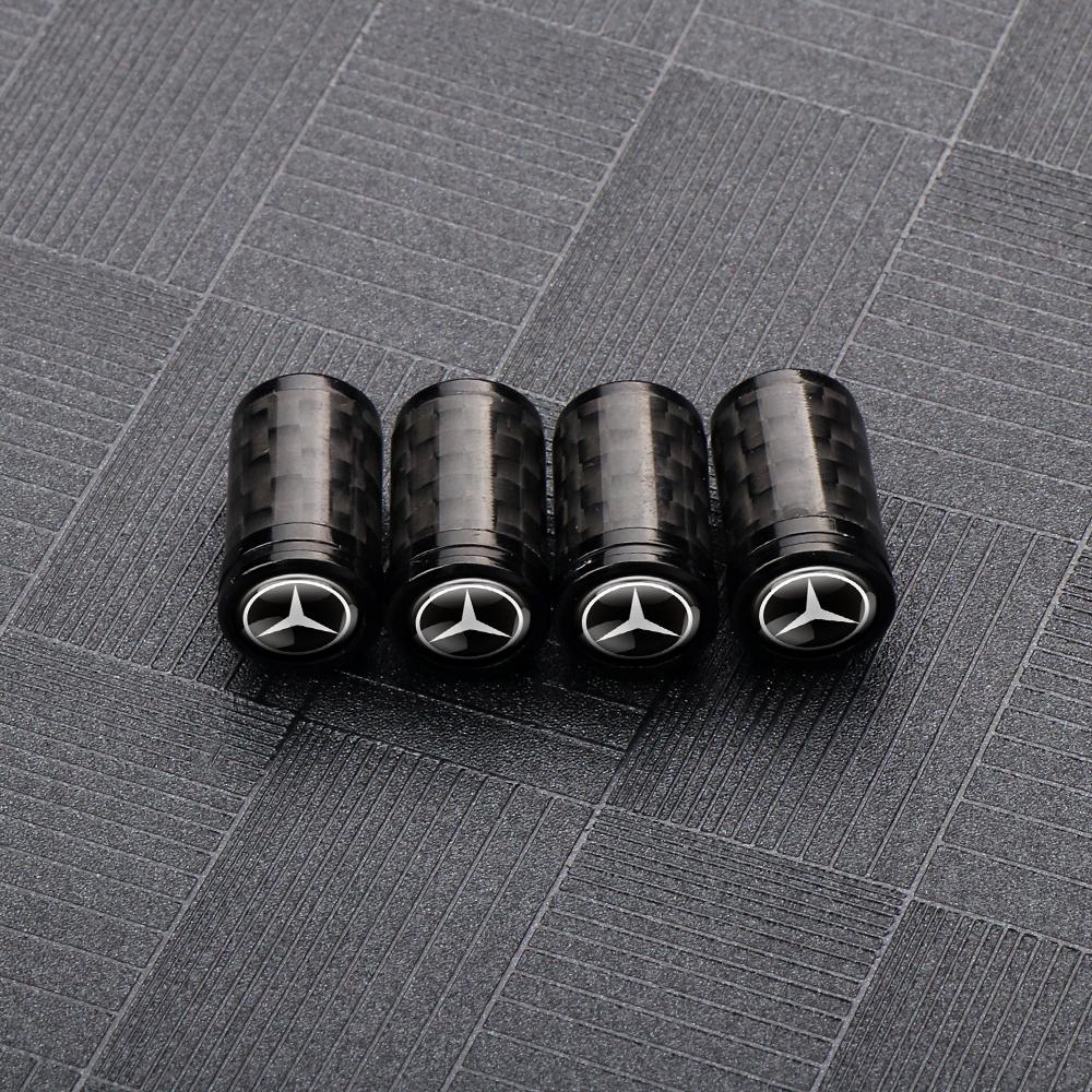 VFO1   4PCS Carbon Fiber Car Styling Wheel Tires Valve Caps Dust Covers for Mercedes Benz E C G M S Class AMG W204 W212 W176 W108 GLA