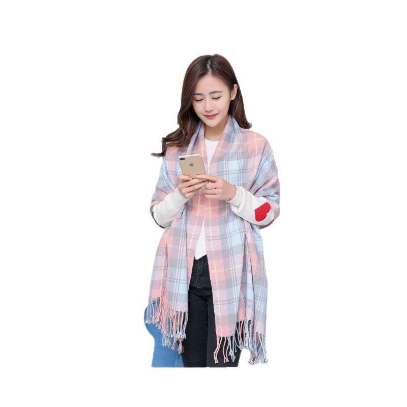 Autumn and winter scarf women's casual versatile plaid shawl dual-purpose long thickened warm student scarf plaid