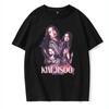 BLACKPINK קים ג'יסו קולאז' במה וינטג' גרפי טי-שירט שחורה אוברסייז | חולצת טי למעריצי K-pop