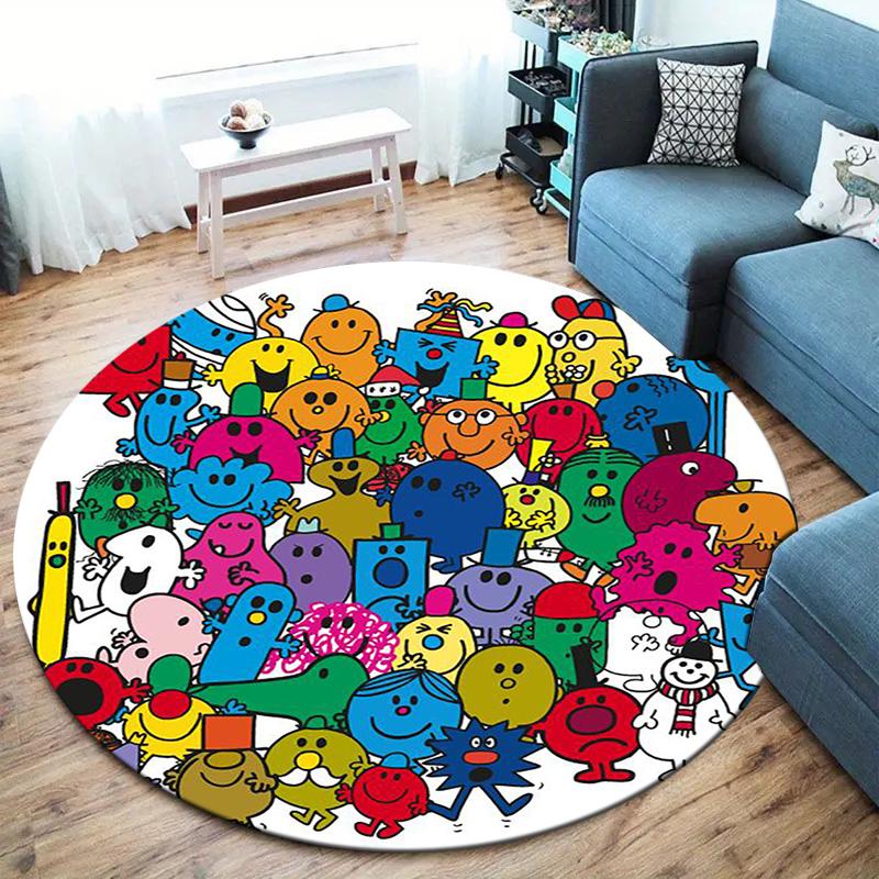 Herr. Herren Teppich Little Miss Rund, Teppich für Wohnzimmer Schlafzimmer Sofa Spielzimmer Dekor, Rutschfeste Bodenmatte