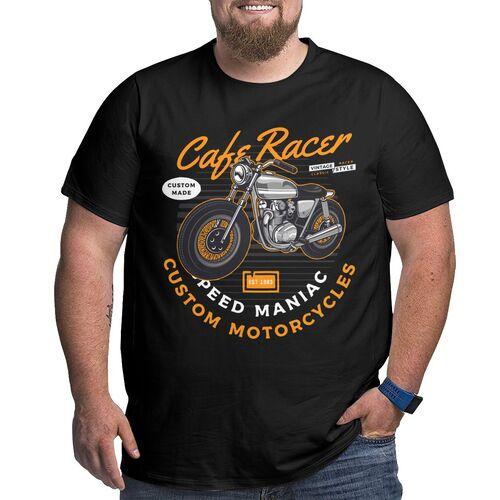 Happiness Cafe Racer Vintage Motorcycle T Shirts Cotton T-Shirts Big Tall Tee Clothes Plus Size Big Size Large 4XL 5XL 6XL