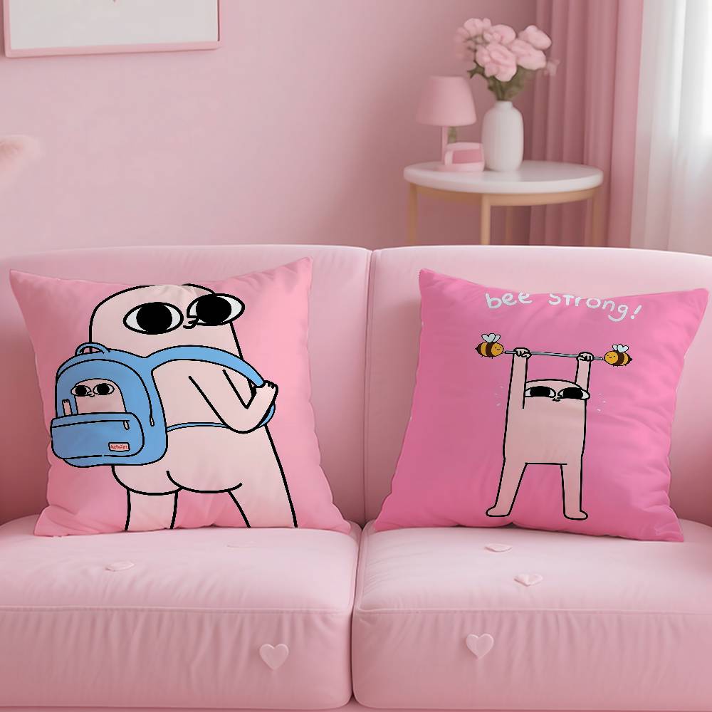 Kwaii Cute K-Ketnipzs The B-Bean Anime Pillow Case Anti-Dustmite Pillowcase Invisible Zipper Silky Short Plush Sofa Cushion Cove