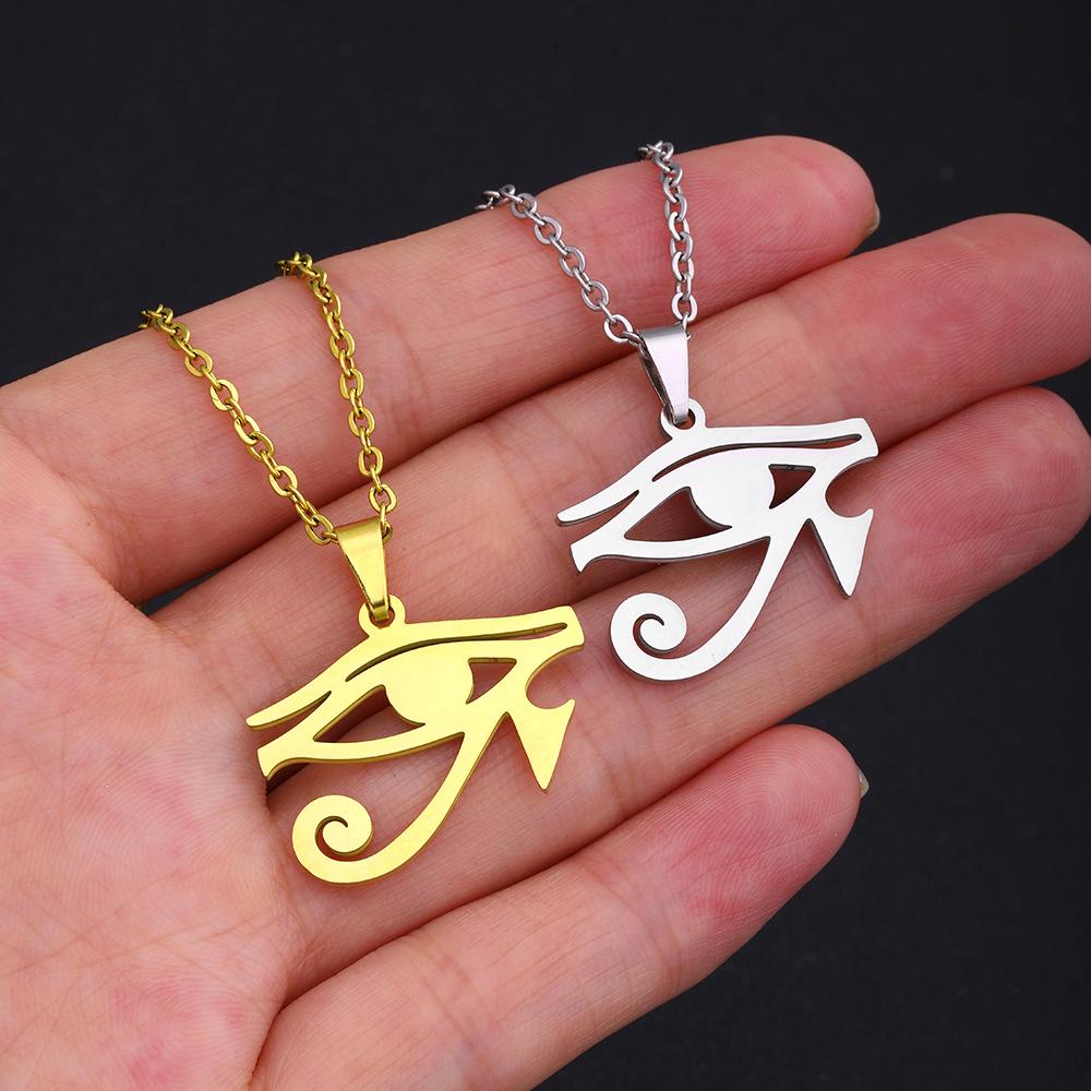Unisex Edelstahl Auge des Horus Anhänger Halskette - Afrikanisches Amulett