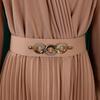 Woman Elegant Dresses Luxury V Neck Summer Full Sleeve Pleated Mid Calf Belt Waisted African Fashion Female Birthday Party Dress