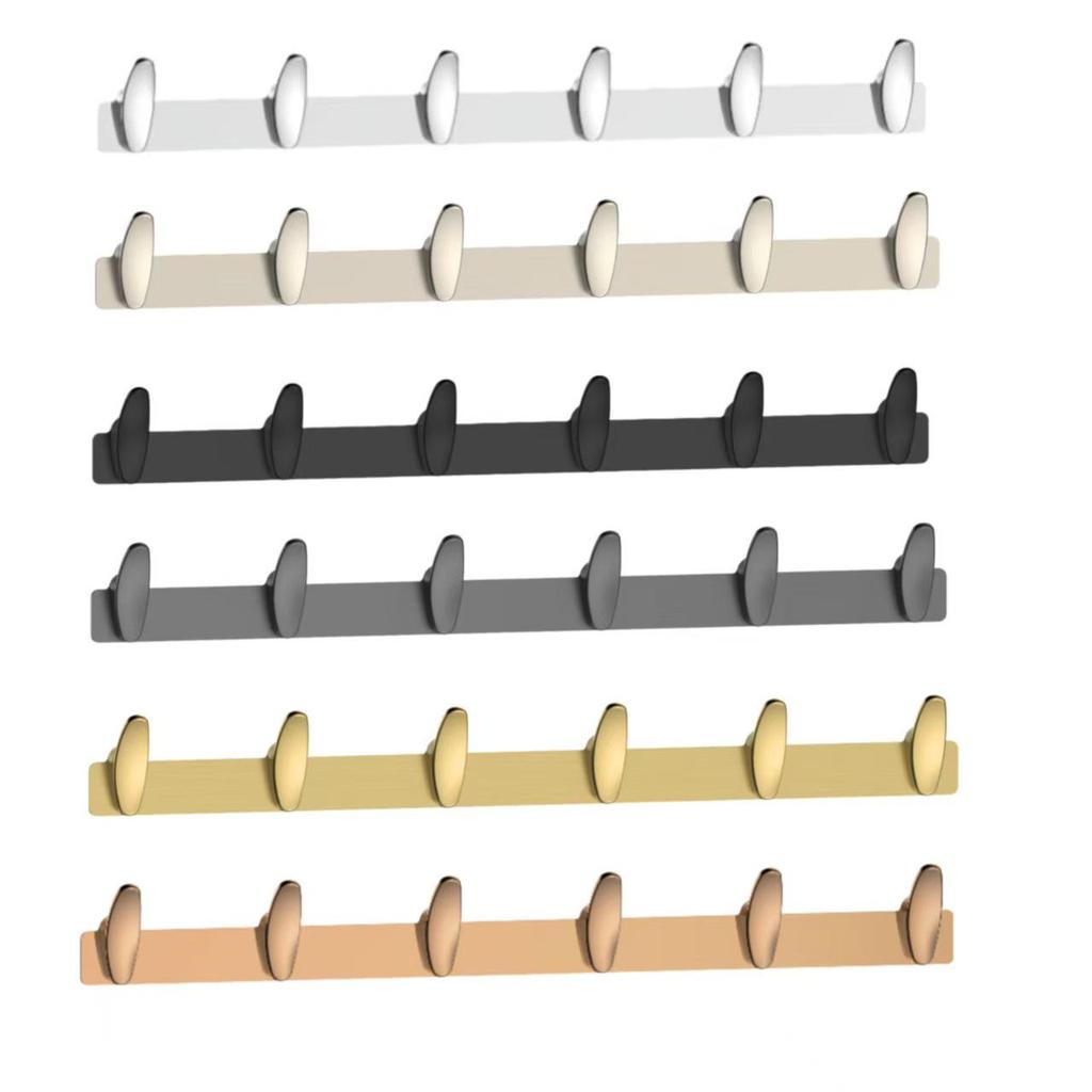 Zinc Alloy Multi-Hook Wall-Mounted Coat and Towel Rack for Kitchen and Bathroom