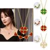 Captivating Titanium Steel Four Leaf Clover Heart Necklace Enhanced With Gold For A Dazzling Look