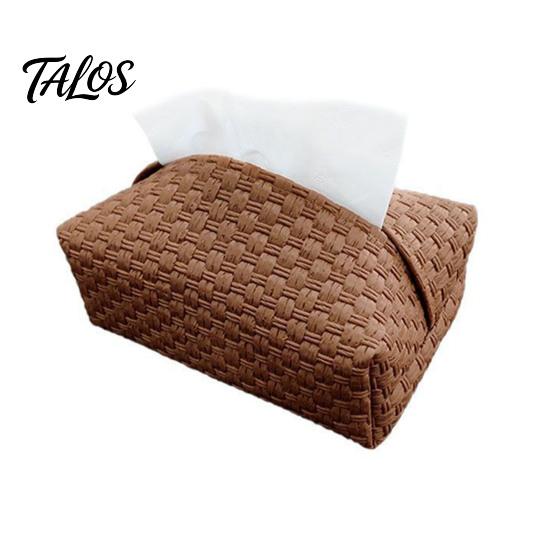 Reusable Bathroom Tissue Dispenser Foldable PU Leather Box, Multi-Purpose Desktop Storage Organizer, Stationery Box Simple Style Napkin Holder, 1