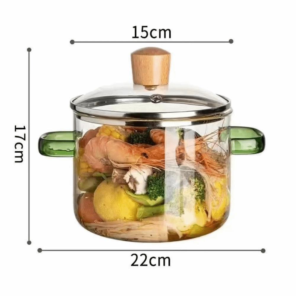 Heat Resistant Clear Glass Cooking Pot 1.6/2.3L Glass Soup Pot Kitchen Tools