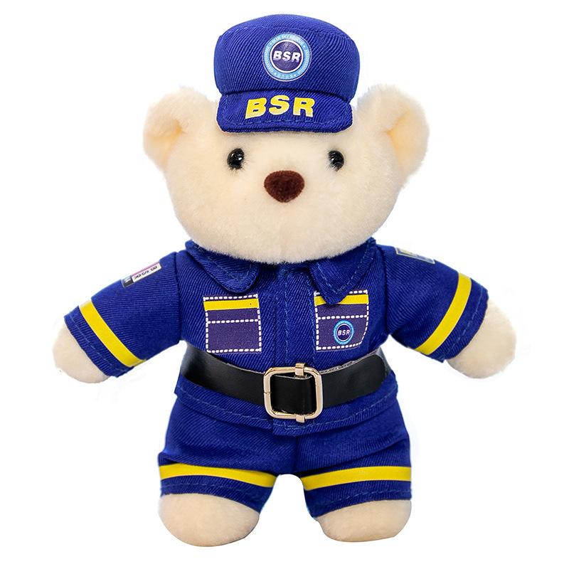 Uniform Bear Pendant Pendant Pendant Jewelry Keychain Plush Toy Traffic Police Fire Rescue Team Doll