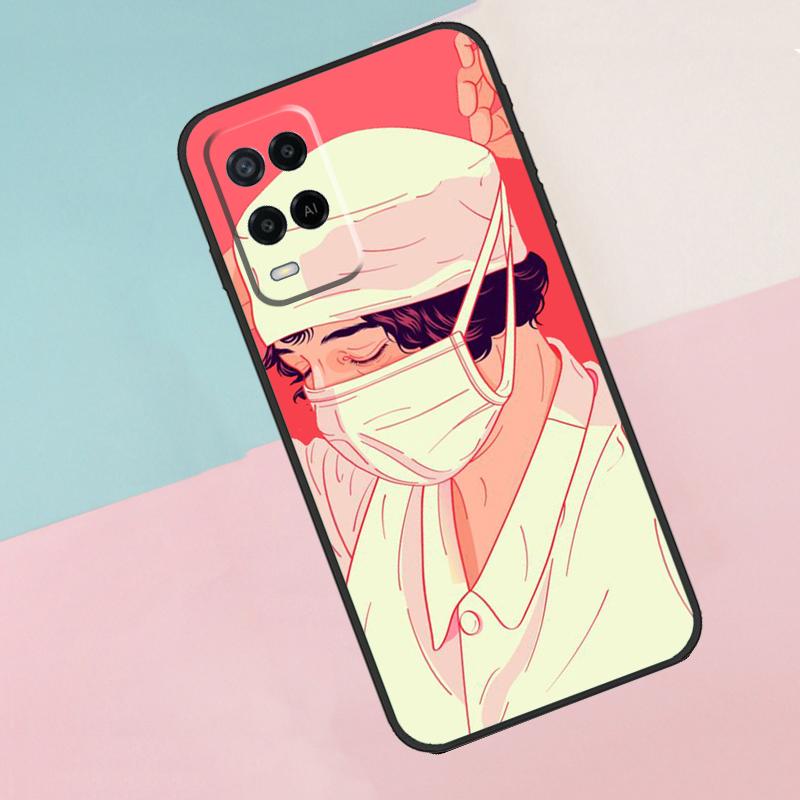 Cartoon Medicine Doctor Nurse For Oppo A16 A76 A96 A15 A80 A60 A40 A94 A54 A98 A78 A18 A38 A58 A17 A77 A74 A57S Phone Case