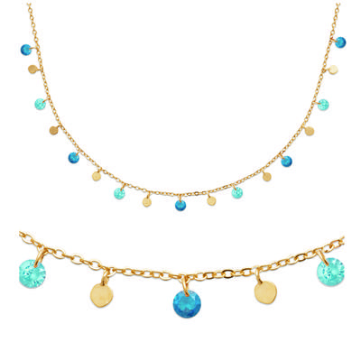[R5747] - Gold-plated Necklace 'Sissi' Turquoise Gold - 4 Mm