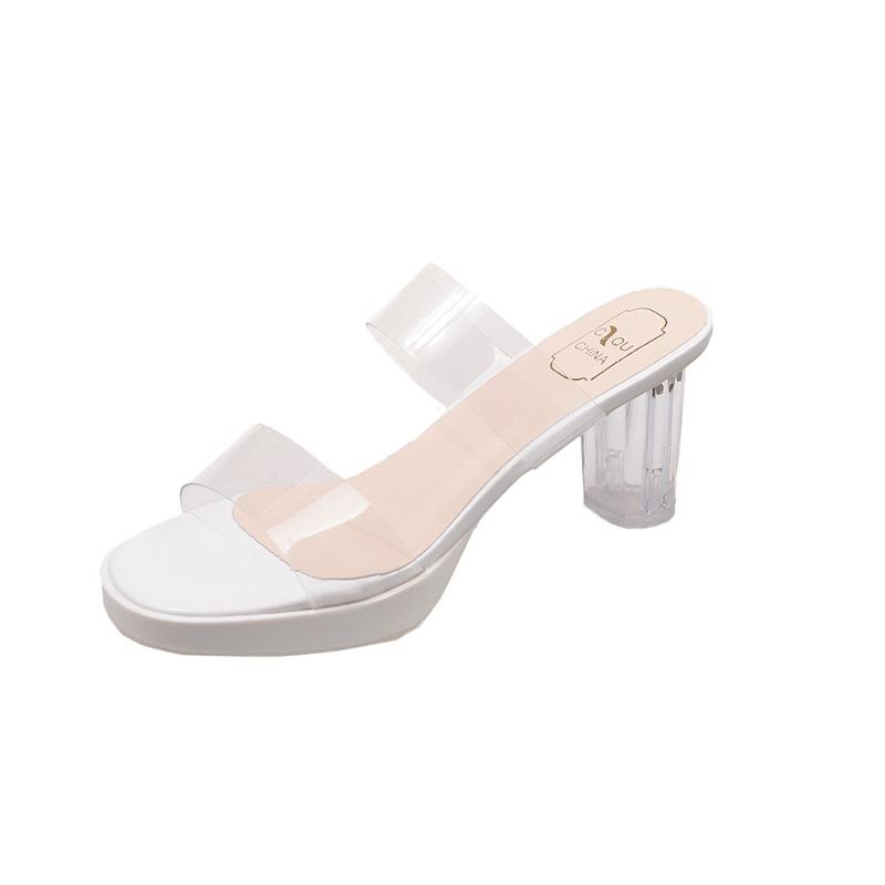 Transparent High Heels Women's New Summer Waterproof Table Sandals In 2025 with Thick Heels and Small Size Cool Slippers
