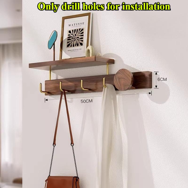 Wall-mounted Clothes Racks Solid Wood Clothes Hanger Hooks Multifunctional Household Coat Hooks Living Room Organization Shelf