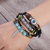 Bohemian Multi-Layer Bracelet, Turquoise Eye Bracelet, Retro Metal Feather Pendant, Men'S Handmade Jewelry Generation