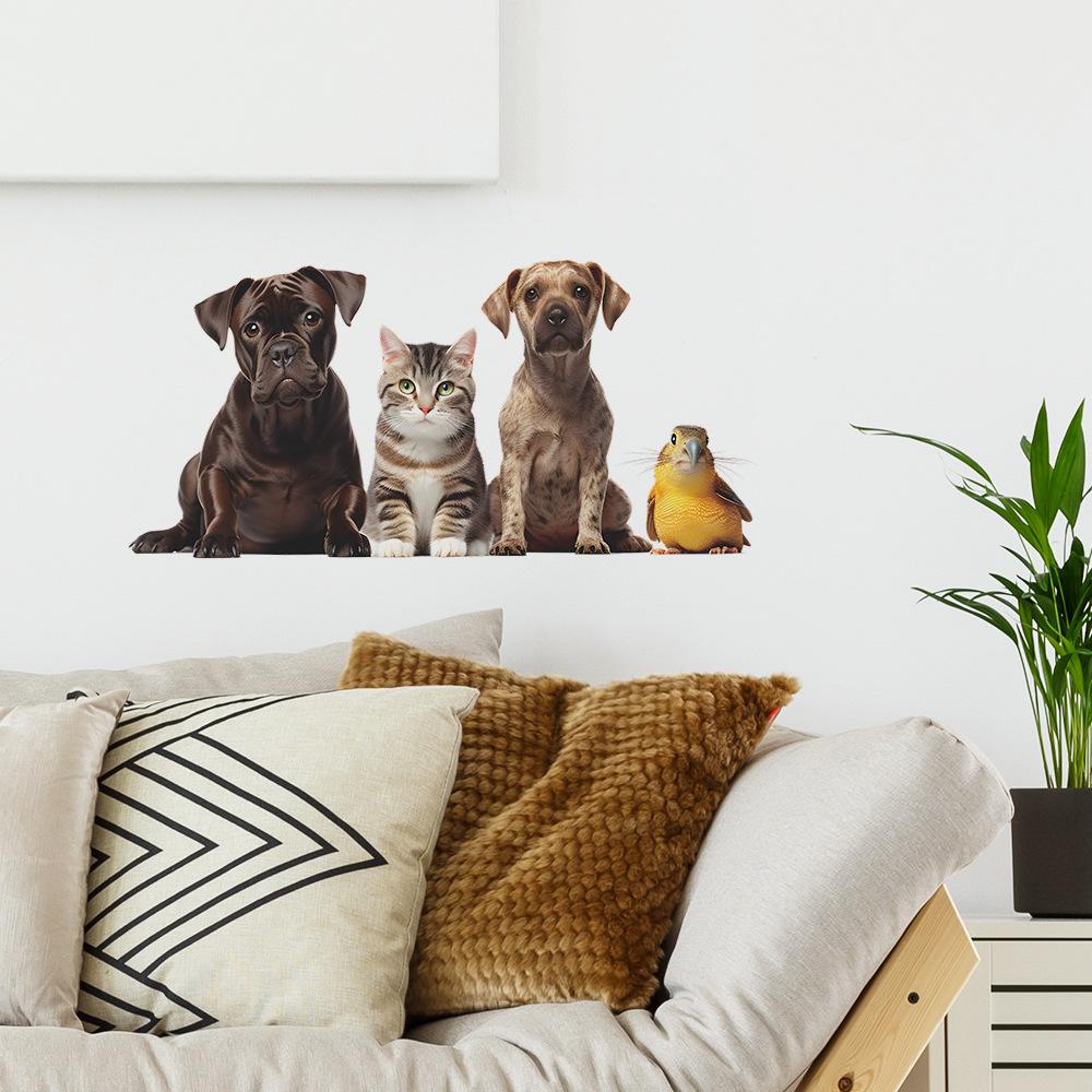 Cartoon Cute Cat Dog Door Wall Sticker Self-Adhesive for Bedroom Living Room Home Decoration