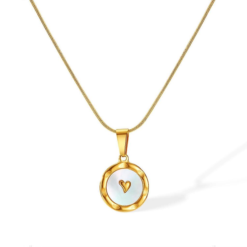 Stainless Steel Round Heart Pendant Temperament Collarbone Chain GX2425