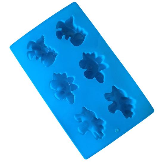 Dinosaur Chocolate Mold 6-Cavity Non Stick Silicone Ice Cube Tray Flexible Jelly Ice Cube Molds High Low Temperature Cheesecake Pudding Molds