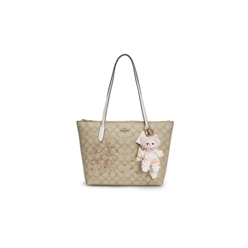 

COACH shoulder bag [Customized bag] Zip Top Tote 29 Made Summer Limited Childlike Girl Commuting Lena Belle Pendant Presbyopia Print Lily Fangfei білий