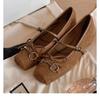 Grape mother of the same style, French girl bow inner height increase versatile pig nose Mary Jane single shoes women's leather