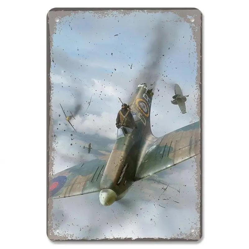 Vintage Flugzeug Poster Metall Blechschilder Dekor Modellflugzeug Meeting Aerien Metallplatte Wanddeko Bar Club