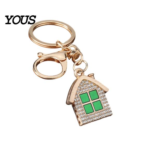 Non-blackening Metal Keychain Pendant, 3D Cabin Shape Key Holder with Lobster Long-lasting Shiny Clasp And Ring, Anti-Oxidation Fall-Resistant Window