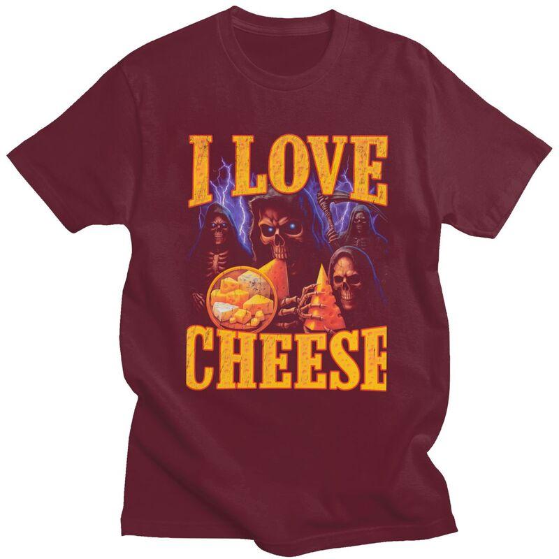 I Love Cheese Grim Reaper T Shirt Unisex Short Sleeves Fashion Casual Clothing Streetwear Summer Loose Fit 100 Cotton Tee Tops